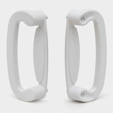 Imagem de Puxadores falsos de porta de pátio deslizantes compatíveis com Andersen Tribeca Style OEM Part #2562033, 2573602 e #2573604, centros de furo de 14 cm, sem mão, fundido branco