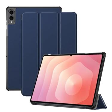Imagem de Capa para tablet Samsung Galaxy Tab S11 Ultra, capa KONXISA com suporte de três dobras, couro PU premium e capa de adsorção magnética, resistente a arranhões e à prova de choque, azul