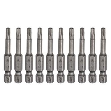Imagem de HARFINGTON 10 peças de chave de fenda Torx T20, haste sextavada, 50 mm, ponta magnética, sem furo, à prova de adulteração, 6 pontas, estrela de 6 pontas, chaves de fenda industriais de aço S2