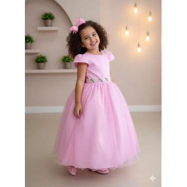 Imagem de Vestido Infantil Longo Rosa Bebê com Glitter para Formatura Dama - Fab