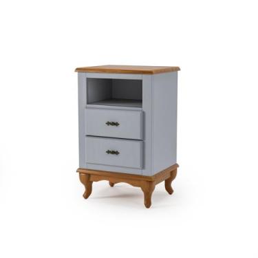 Imagem de Mesa De Cabeceira 2G COM Nicho Cor Imbuia - EcomEM, Cinza - Imbuia