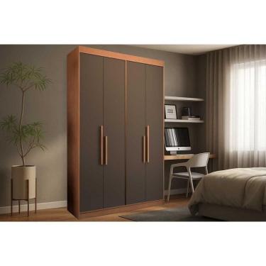 Imagem de Guarda Roupa Solteiro 4 Portas E 2 Gavetas Ph 1805 Carvalho/fendi - Herval