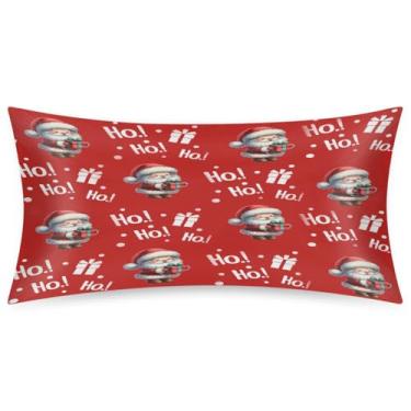 Imagem de Fronha King Size de cetim de seda para cabelo e pele, macia, antiderrapante, refrescante, Papai Noel, vermelho, Ho, Fronhas com fecho de envelope para dormir, mulheres, homens, crianças, 50,8 x 101,6