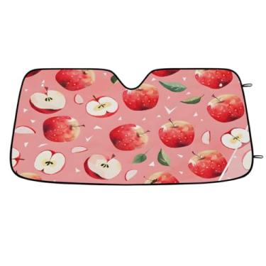 Imagem de Para-brisa dianteiro do carro, pára-brisa fruta, maçã, bonito, dobrável, leve, para-sol para janela, pára-brisa, bloqueia, verão, raios UV, sol, mantém o carro fresco, viseira de para-brisa para a