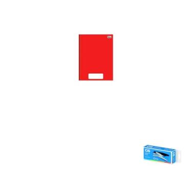 Imagem de Kit Caderno Brochura Capa Dura PEPPER Vermelho 80 Folhas + Grampeador Alicate S-150