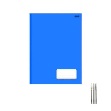 Imagem de Kit Caderno Brochurão 1 Matéria Capa Dura 96 Folhas + Caneta Trigel Branca 0.8mm 12 Unidades