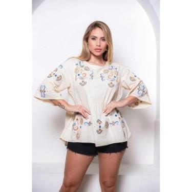 Imagem de Bata Indiana Feminina Boho Chique Luxo-Feminino