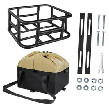 Imagem de oshhni Cesto traseiro para bicicleta com bolsa impermeável removível, 34,3 x 30,5 x 15 cm, instalação rápida para bicicletas dobráveis, capacidade de carga