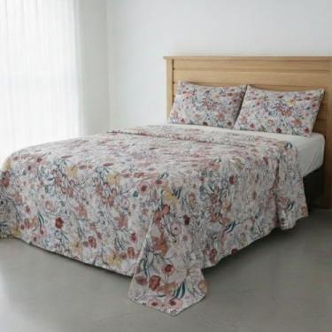 Imagem de Jogo de Cama Casal Percal 200 Fios Estampado Toque Macio 04 Peças Supe