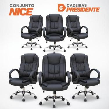 Imagem de Conjunto Kit 6 Cadeiras De Escritório Presidente Ergonômica Moob Nice 