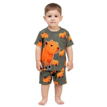 Imagem de Pijama Infantil Bebê Menino Capivaras Brilha no Escuro Kyly, Verde mil