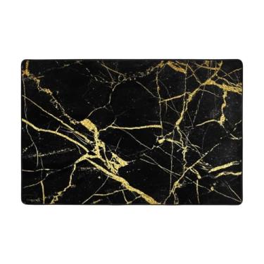 Imagem de ZERAOKE Tapetes de área de mármore dourado preto para sala de estar 1,2 x 1,8 m, tapete macio e moderno, tapetes antiderrapantes para decoração de casa, tapete lavável para quarto, jantar, dormitório,