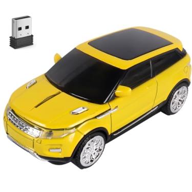 Imagem de Mouse sem fio fofo mouse de carro, amarelo, portátil, compacto, novidade, mouse divertido, divertido para laptop, PC, computador, tablet, MacBook, crianças, meninas, meninos, mulheres, homens, mãe