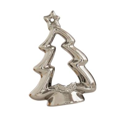 Imagem de Ｂｅｓｇａ Castiçal de cerâmica em formato de árvore de Natal para velas tealight, ideal para casa, jantar, hotel, aniversário, mesa de trabalho e Páscoa, Prata
