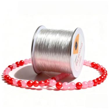 Imagem de 1 cordão elástico para fabricação de joias, carretel de 100 m, cordão elástico transparente para pulseiras, colares, faça você mesmo, miçangas artesanais, fio elástico forte, 0,4 mm