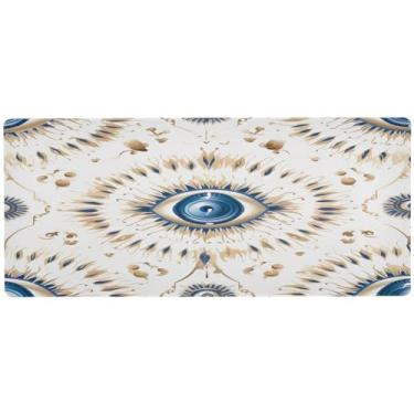 Imagem de Wassud Mouse pad com olhos turcos para jogos com base de borracha antiderrapante, mouse pad longo para teclado de computador com borda costurada, almofada grande à prova d'água para escritório, casa