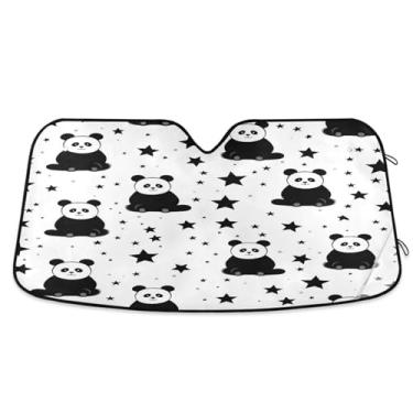 Imagem de Wassud Para-brisa de carro Panda e Star, persianas refletivas para janela frontal de carro, protetor de viseira de sol bloqueia raios UV, persiana dobrável sanfonada para carro, caminhão, SUV, 80 x