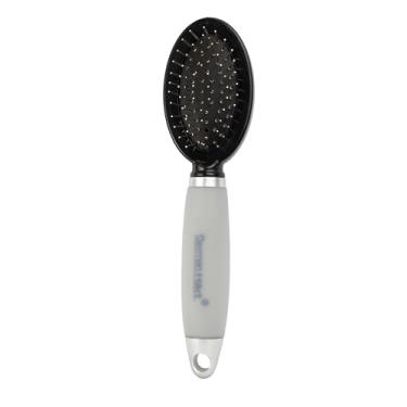 Imagem de Escova Pet Sem Bolinha P com Cabo de Gel Cinza – Antipuxão, Confortável e Suave para Remover Pelos Soltos em Cães e Gatos – Ideal para Uso Diário