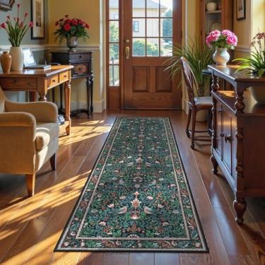 Imagem de HGTRH Tapete para cozinha lavável, tapete de cozinha corredor antiderrapante, tapete de veludo de cristal estreito corredor para entrada corredores cozinha lavanderia, amigo da pele B 50 x 220 cm