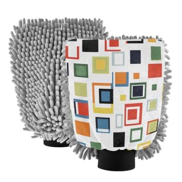 Imagem de STAYTOP Luvas coloridas para lavagem de carro, 2 peças, luvas de microfibra de chenille, sem arranhões, panos de esponja de lavagem ultra absorventes para carros, limpeza doméstica - M