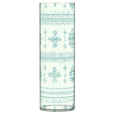 Imagem de CEBUGI Vaso de flores padrão de Natal 10 x 30 cm, vaso cilíndrico para flores, vaso transparente inquebrável para decoração de casa de festa de casamento