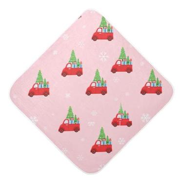 Imagem de Burbuja Toalha de banho para bebê Red Trucks - Toalha com capuz de musselina macia e absorvente para recém-nascidos, 76 x 76 cm
