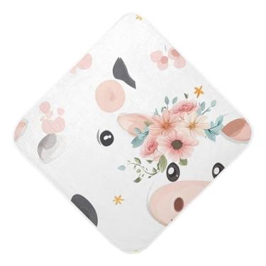 Imagem de STAYTOP Toalhas de bebê fofas de musselina de vaca com capuz, toalha de banho super macia, toalhas de banho absorventes para banho recém-nascido unissex 76 x 76 cm