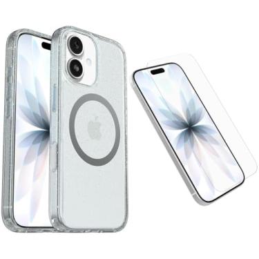 Imagem de OtterBox Pacote para iPhone 17 (apenas): Symmetry Clear Series + capa e protetor de tela - Stardust (transparente/glitter) - Encaixa-se ao MagSafe, ultra-elegante, bordas elevadas protegem a câmera e