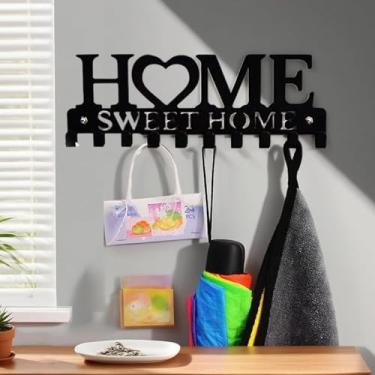 Imagem de Ganchos decorativos de metal, porta-chaves, decoração de parede, ganchos montados na parede, para entrada, porta da frente, cozinha, corredor, garagem, guarda-lamas, escritório, com parafusos e