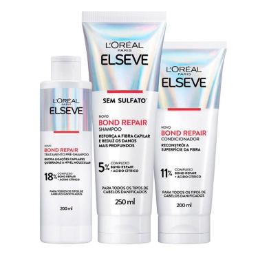 Imagem de Kit Elseve Bond Repair Tratamento Pré Shampoo 200ml Shampoo 250ml e Condicionador 200ml