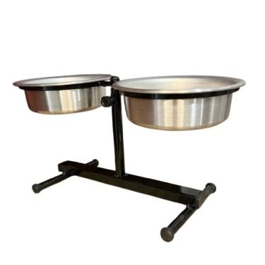 Imagem de Comedouro Duplo Elevado Ajustável para Cães e Gatos – Altura Regulável, Base Antiderrapante, 4 Tamanhos(Grande 2.000ml)