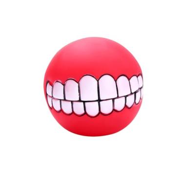 Imagem de Bolas Grinz para Cães Brinquedo Interativo de Borracha com Dentes engraçados Sorridentes Oco Saltar Buscar Flutuar e Dispensar Petiscos