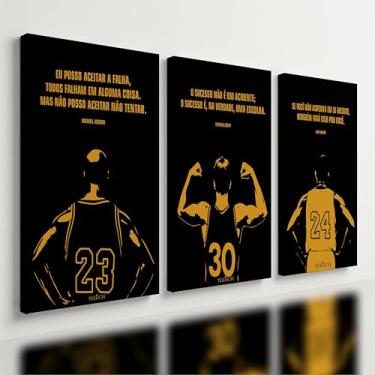 Imagem de Kit 3 Quadro Decorativo Motivacional Basquete Jogador Quarto Qualidade Premium Moderno (28x20cm)