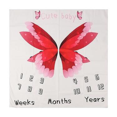 Imagem de CUOFYUNL Cobertor mensal para bebê, cobertor macio de poliéster, cores brilhantes, adereço para foto de bebê, para recém-nascidos, meninos e meninas