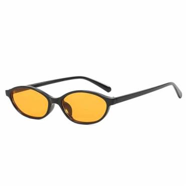 Imagem de Óculos de Sol Femininos Ovais com Armação Pequena e Degradê de Estampa de Leopardo para Esportes ao Ar Livre, Corrida e Ciclismo, Preto e Amarelo