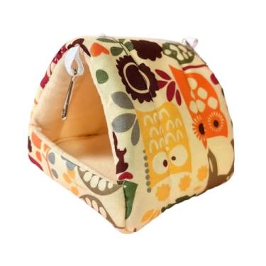 Imagem de IEUDNS de inverno quente para pássaros, rede suspensa, casinha de pássaros, caverna espessa para gaiola, cama para pássaros como agapornis, Animal E Floral