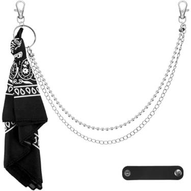 Imagem de PLwelth Bandana ocidental correntes de bolso hip hop corrente jeans para mulheres homens vintage rapper rock calças cinto corrente corrente punk carteira corrente corrente corrente declaração jóias