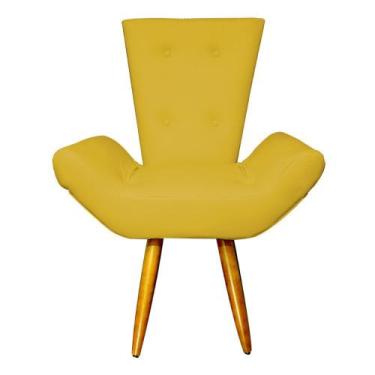 Imagem de Poltrona Decorativa Emília Barca Pés Palito Suede Mostarda - DS Estofa