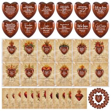 Imagem de Gerrii Conjunto de 60 versículos da Bíblia Católica Conjunto de Presentes de Dia dos Namorados Abraço Religioso de Madeira Tokens em Forma de Coração Presente Cristão Cartão Católico em Massa Marcador