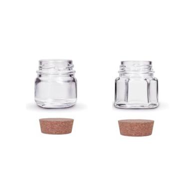 Imagem de 15x Combo Pote de Vidro Redondo e Sextavado 40ml com Tampas - Rolha