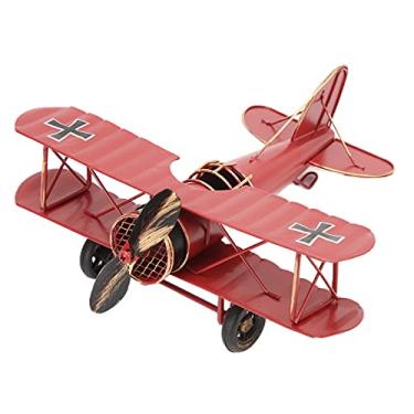Imagem de Generic Delicado Modelo de Avião de Ferro Forjado Decoração de Hélice Biplano Vintage para Coleção de Presentes de Casa ou Escritório (comprimento Lateral de 7,5 pol., Ornamento de Coleção de