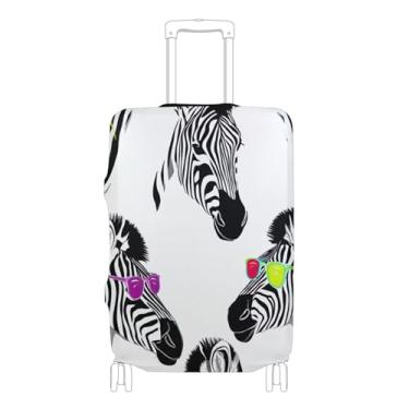Imagem de Joisal Capa protetora de bagagem, linda capa elástica para viagem, mala de viagem para mulheres, estampa de zebras, colorida, engraçada, P, serve para capa de 45 a 50 cm, Estampa de zebras colorida