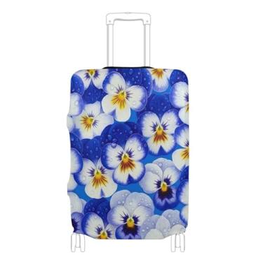 Imagem de Joisal Capa protetora de mala de flores de amor-perfeito azul e branco, capa de terno personalizada para mulheres, P, serve para capa de 45 a 50 cm, Flores de amor-perfeito azul e branco, M 22-24 in