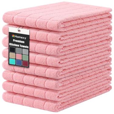 Imagem de Homaxy Toalhas de cozinha de algodão premium 40,6 cm x 71,1 cm, grande toalha de prato natural girada 390 g/m2, toalhas de mão de cozinha felpudas super absorventes, toalha de chá macia com laço para