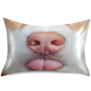 Imagem de Close Up Dog Nose Funny Satin Pillow Cases for Hair Standard Queen King Size Pillows Cute Art Cooling Pillow Slips Home Decor Bedding, tamanho padrão, 66.0 cm x 50.8 cm
