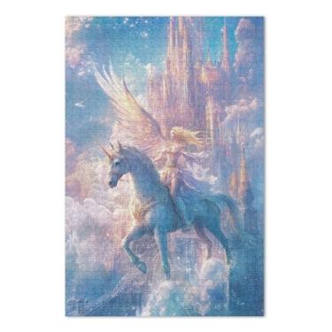 Imagem de Quebra-cabeça rosa castelo unicórnio com letras na parte de trás quebra-cabeças de 500 peças para adultos