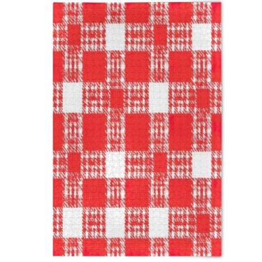 Imagem de Quebra-cabeça xadrez vermelho branco 1000 peças para adultos arte de flores de animais fofos jogo engraçado, 1000 peças, 75 x 50 cm