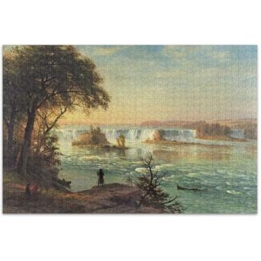 Imagem de Quebra-cabeças Bierstadt Albert Falls St cenário adultos 1000 peças arte floral animal paisagem quebra-cabeças elefante branco presentes engraçados, 75 x 40 centímetros