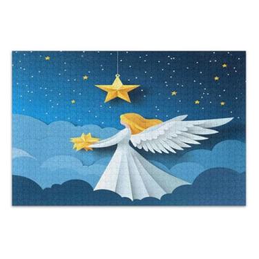 Imagem de Lovely Angel Star Blue Fantasy Puzzles para adultos com letras nas costas quebra-cabeças adultos 1000 peças