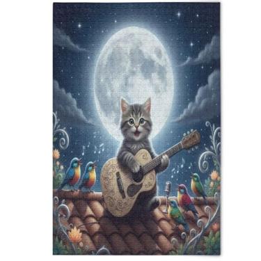 Imagem de Adult Jigsaw Puzzles 1000 Pieces Cute Grey Kitten Cat White Elephant Gifts Funny Creative Puzzles Gifts Animal Floral Artwork, 1000 Pieces, 29.5" x 19.7"